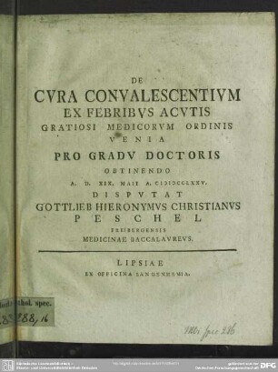 De Cura Convalescentium Ex Febribus Acutis