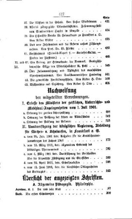 Nachweisung der mitgeteilten Verordnungen