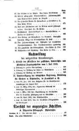 Nachweisung der mitgeteilten Verordnungen