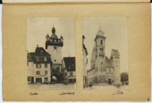 Uhrenturm, Schlettstadt. St. Fides, Schlettstadt: Ansichten (aus: Skizzen- und Fotoalbum 7)