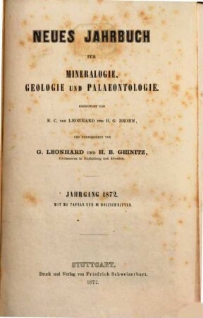Neues Jahrbuch für Mineralogie, Geologie und Paläontologie. 1872