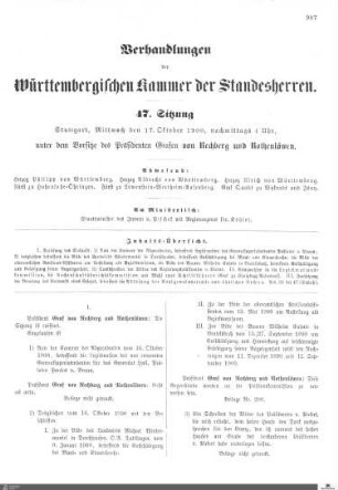 47. Sitzung, Stuttgart, 17.10.1900