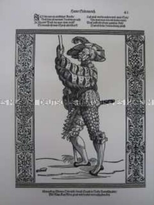 Kriegerdarstellung, Landsknecht mit Spieß, 1510/1530.