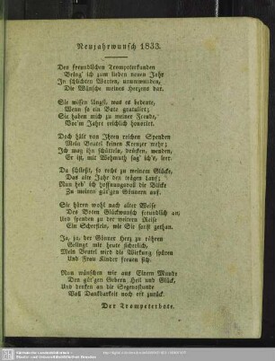 Neujahrswunsch 1833