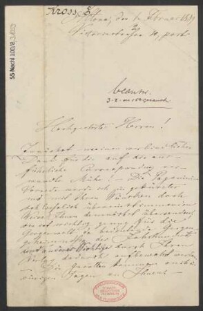 Brief an B. Schott's Söhne : 01.02.1889