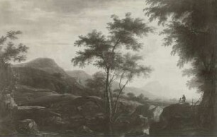 Abendlandschaft mit einem Wasserfall
