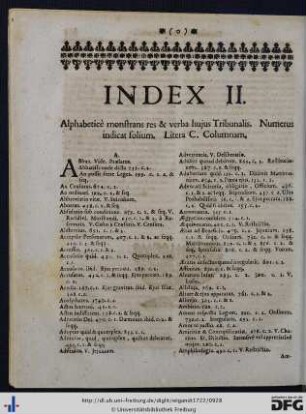 Index II. Alphabeticè monstrans res et verba hujus Tribunalis.