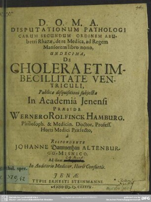 11: De cholera et imbecillitate ventriculi