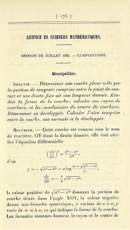 Licence ès sciences mathématiques.
