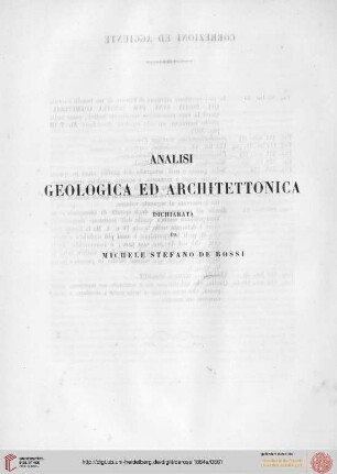 Analisi geologica ed architetettonica
