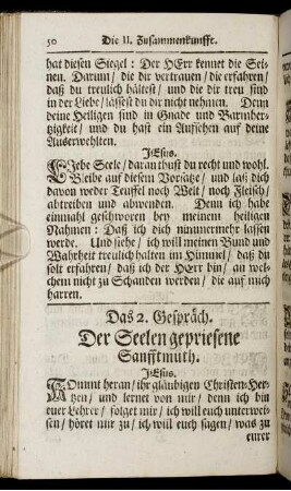 Das 2. Gespräch. Der Seelen gepriesene Sanfftmuth.