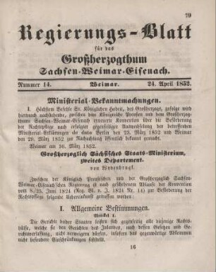 Nr. 14 : 24. April 1852