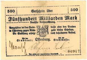 Geldschein / Notgeld, 500 Milliarden Mark