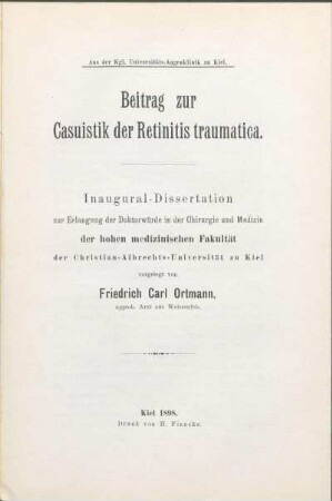 Beitrag zur Casuistik der Retinitis traumatica