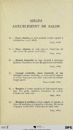 Sièges – Ameublement de salon (Nr. 80-89)