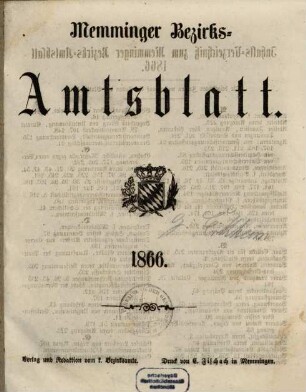 Memminger Bezirksamtsblatt. 1866