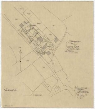 Gsaenger, Gustav; Rieden / Oberpfalz (Bayern); Ev. Kirche, Pfarrhaus - Pfarrhaus Bauvorlage (Lageplan)