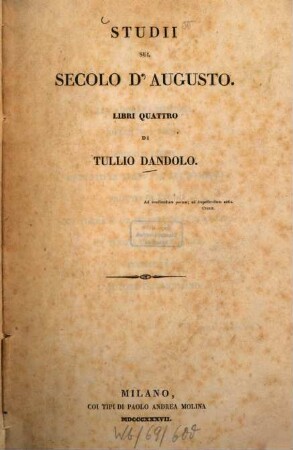 Studii sul secolo d'Augusto : Libri 4
