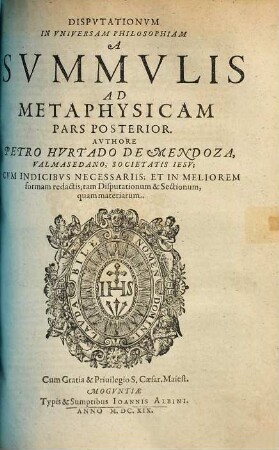 Disputationes in universam philosophiam a summulis ad metaphysicam, 2