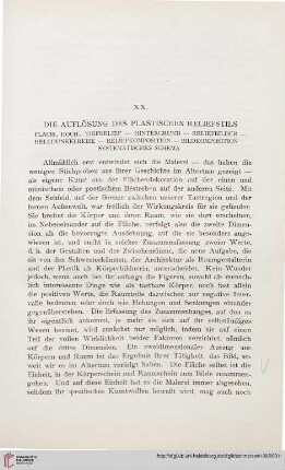 XX. Die Auflösung des plastischen Reliefstils