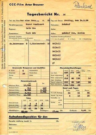 Tagesbericht Nr. 16 vom 30.05.1958