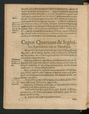 Caput Quartum de legitimo Apodictices usu in Theologia.