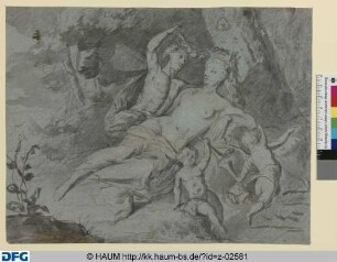 Venus mit Adonis und zwei Putten in einer Landschaft