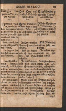 Dialogus Trigesimus, Tertius = Das Drey und dreyssigste Gespräch = Trzydziesta y Trzecia Rozmowa