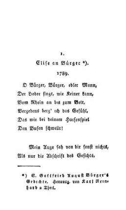 1. Elise an Bürger. 1789.