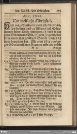 Artic. XXXI. Die weltliche Obrigkeit