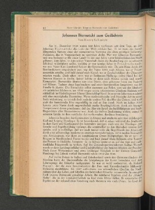 Johannes Biernatzki zum Gedächtnis