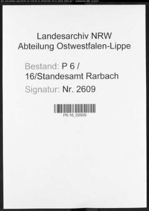 Sterberegister Standesamt Rarbach