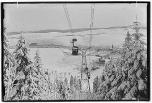 Seilschwebebahn Oberwiesenthal. Fichtelberg. Steigung 300 Meter. Fahrzeit 10 Minuten