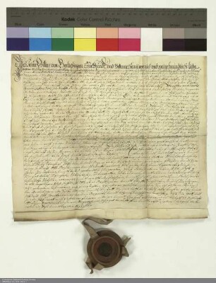 Revers Johann Philipps von Berlichingen bezüglich der Belehnung mit zwei Vorwerken in Milz und weiteren im Einzelnen aufgeführten Lehen durch Bernhard Gustav Markgraf von Baden[-Durlach], Abt von Fulda