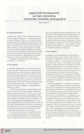 Jagdschloß Clemenswerth auf dem Hümmling - Geschichte, Vorbilder, Ikonographie