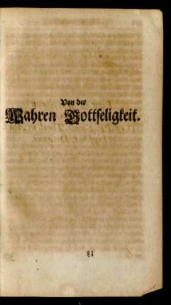 Von der Wahren Gottseligkeit.