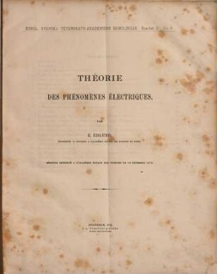 Théorie des phénomènes électriques