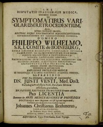 Disputatio Inauguralis Medica, Exhibens Casum De Symptomatibus Variolarum Retrocedentium