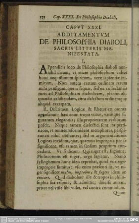 Caput XXXI. Additamentum De Philosophia Diaboli, Sacris Litteris Manifestata