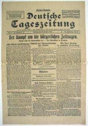 "Deutsche Tageszeitung" zum "Spartakus-Aufstand" in Berlin