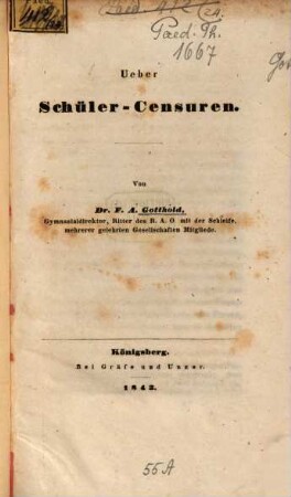 Ueber Schüler-Censuren
