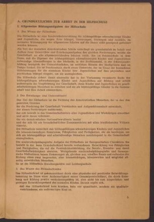 A. Grundsätzliches zur Arbeit in der Hilfsschule