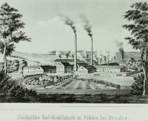 Freital, Gussstahlfabrik Döhlen, Litho.