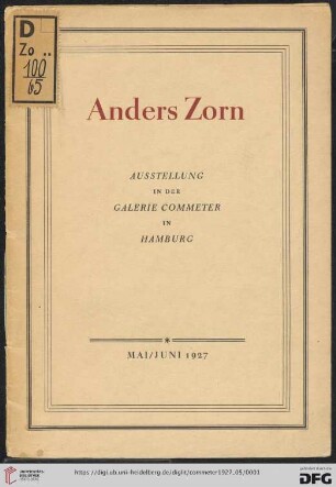 Anders Zorn : Ausstellung : Gemälde, Aquarelle, Bronzen, Radierungen