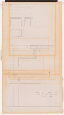 Reichsluftfahrtministerium, Berlin: Saalbau, Garderobe für den Ehrensaal (Vorraum, Tische): Ansichten, Grundrrisse, Details