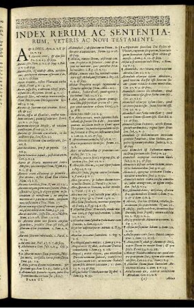 Index Rerum Ac Sententiarum, Veteris Ac Novi Testamenti.