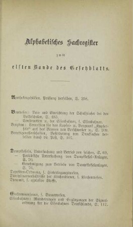 Alphabetisches Sachregister zum elften Bande des Gesetzblatts