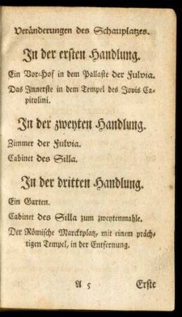 Veränderungen des Schauplatzes