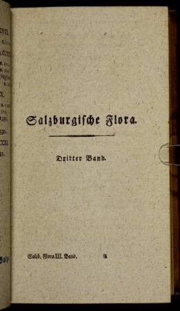 Salzburgische Flora. Dritter Band.