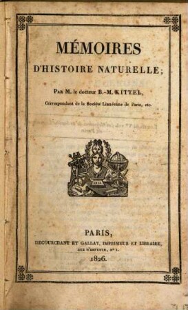 Mémoires d'histoire naturelle